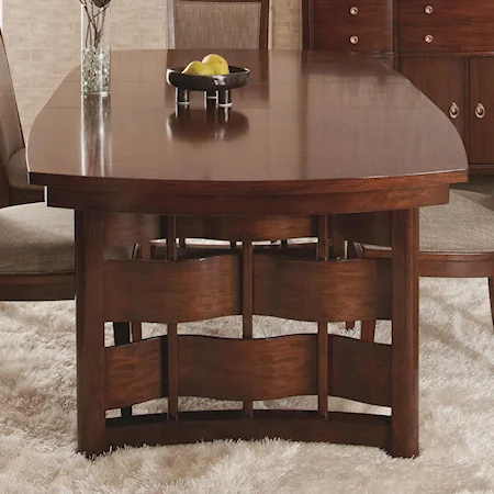 Rectangular Dining Table with Weaved Wood Detail on Base